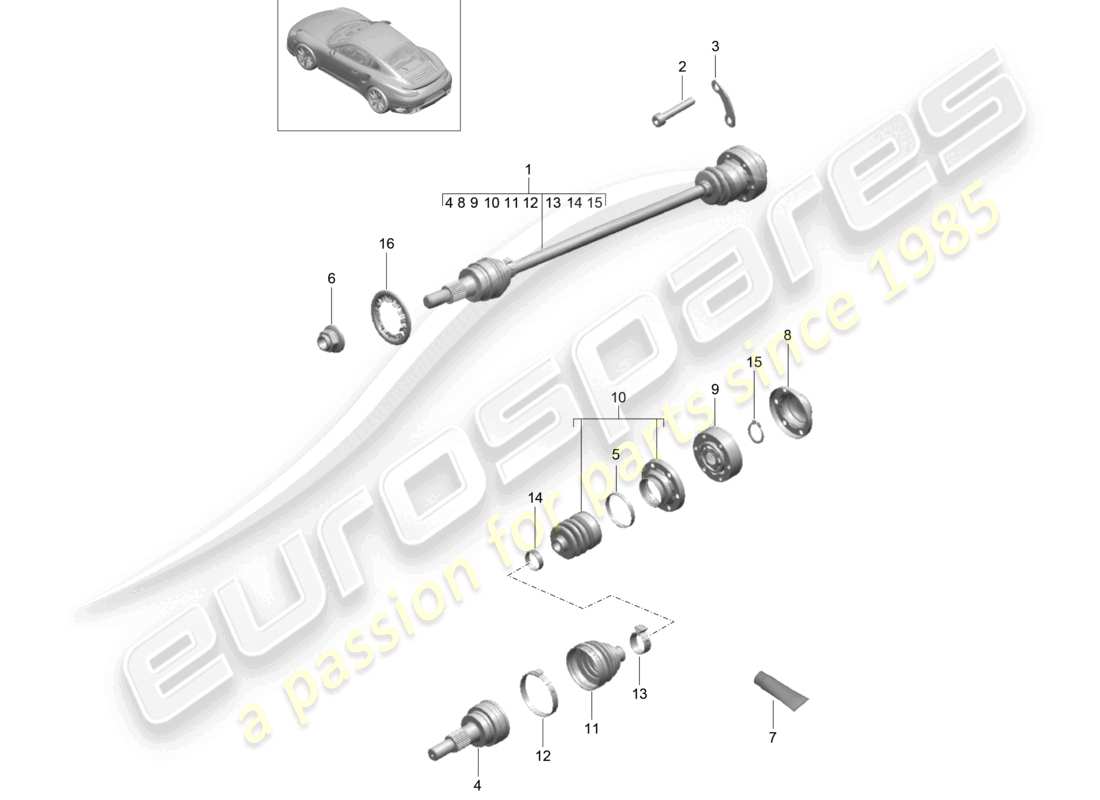 a part diagram from the porsche 2017 (991-2 turbo) parts catalogue
