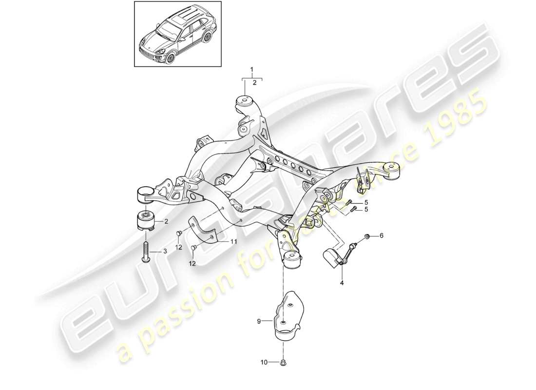 a part diagram from the porsche 2012 (cayenne e2 92a) parts catalogue