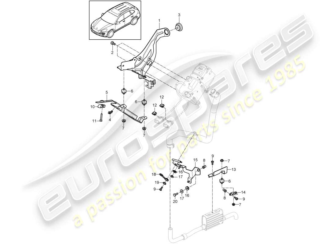 a part diagram from the porsche 2018 (cayenne e2 92a) parts catalogue