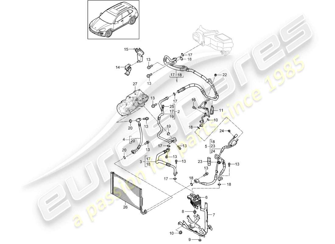 a part diagram from the porsche 2018 (cayenne e2 92a) parts catalogue