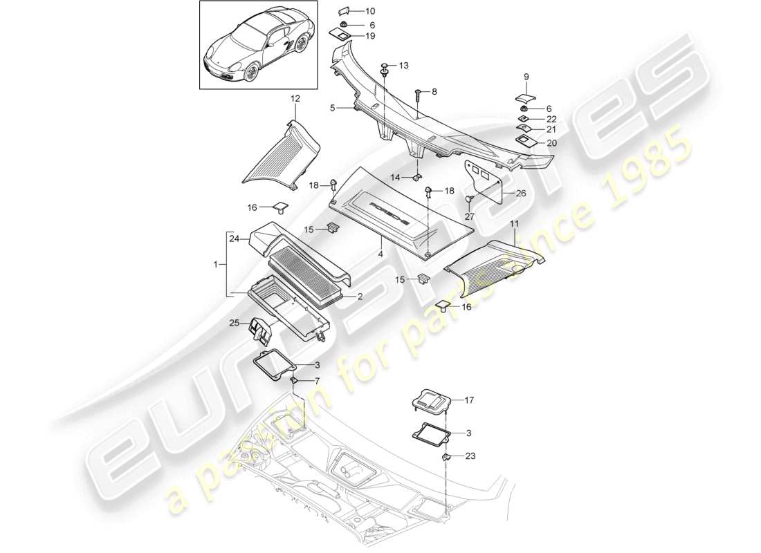 a part diagram from the porsche 2007 (987 cayman) parts catalogue