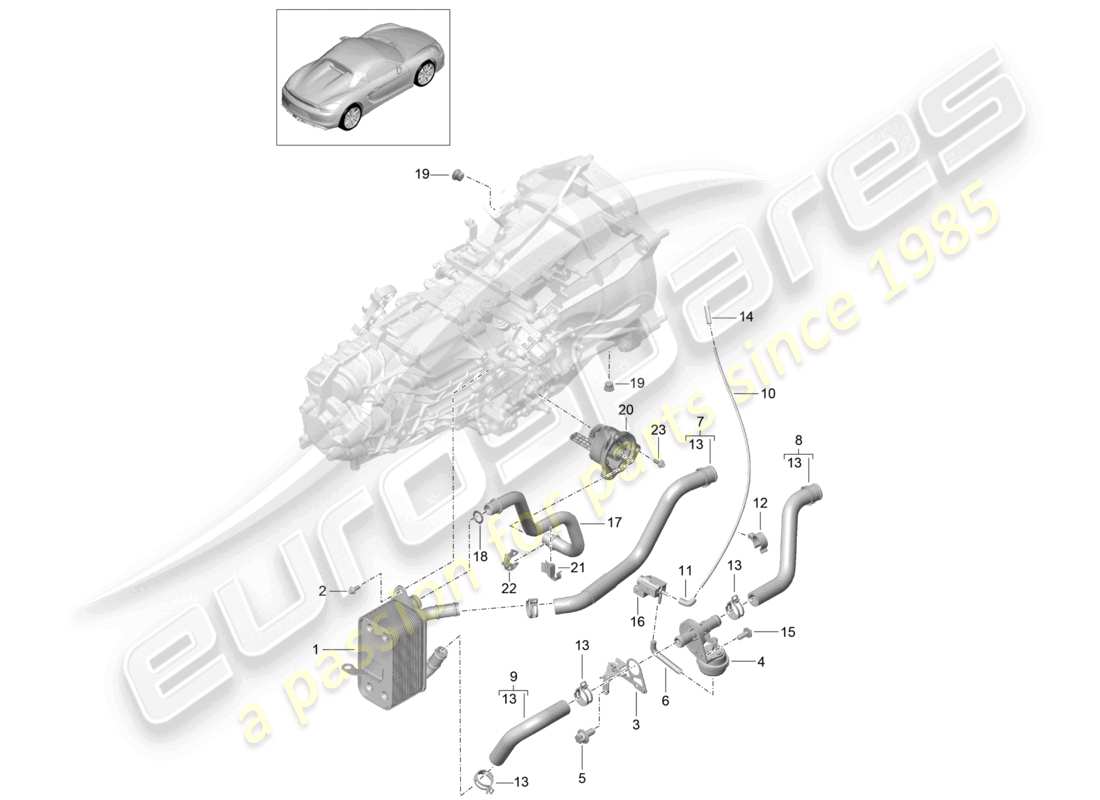 a part diagram from the porsche 2016 (981 boxster spyder) parts catalogue