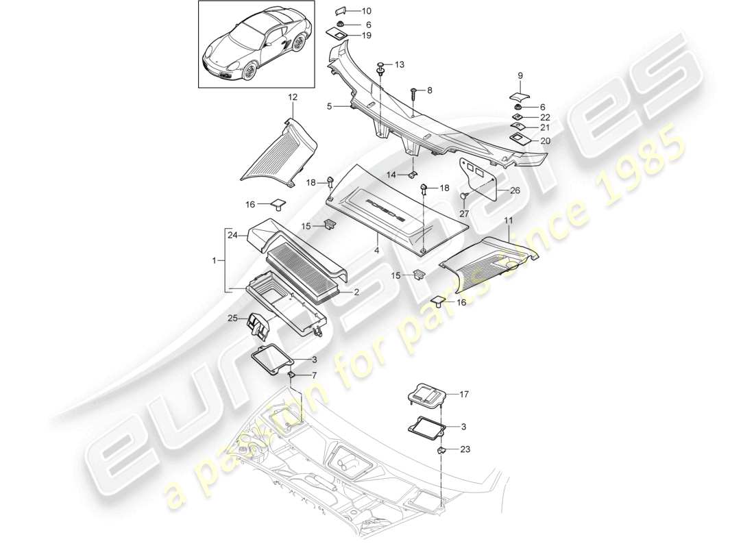 a part diagram from the porsche cayman parts catalogue