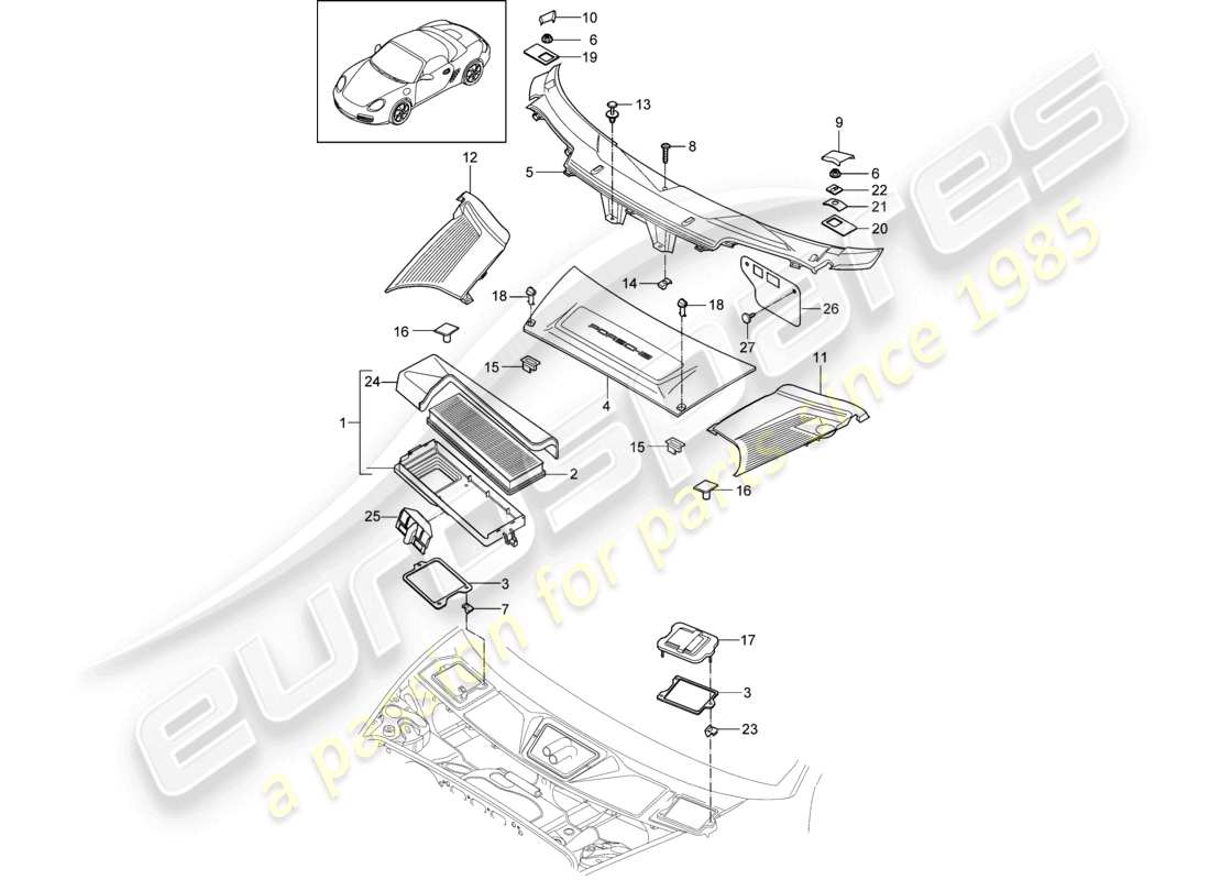 a part diagram from the porsche 2009 (987 boxster) parts catalogue