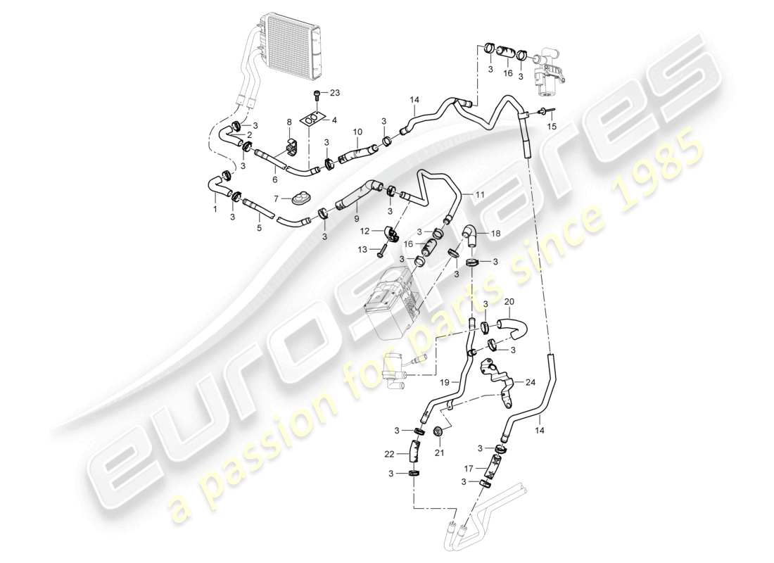 a part diagram from the porsche 2010 (cayenne e1 9pa) parts catalogue