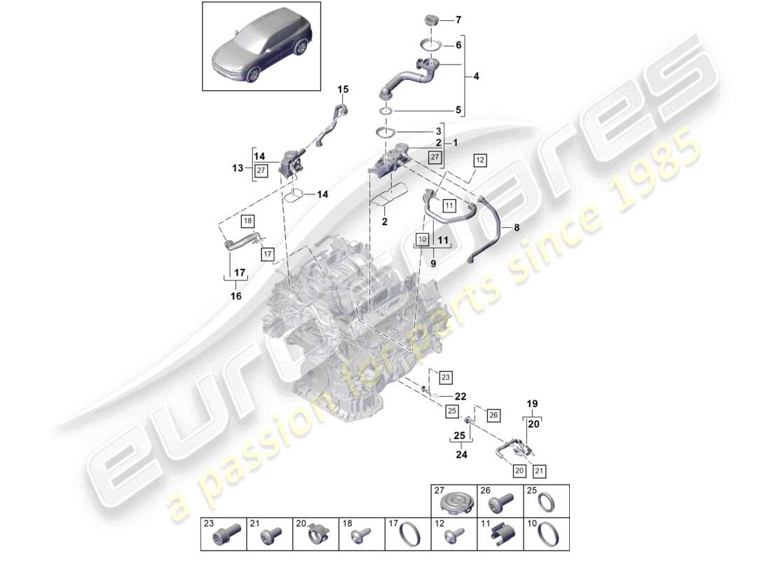 a part diagram from the porsche cayenne parts catalogue