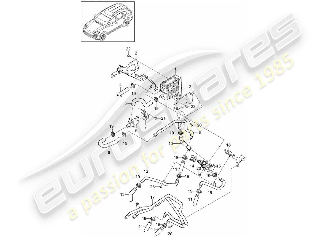 a part diagram from the porsche 2013 (cayenne e2 92a) parts catalogue