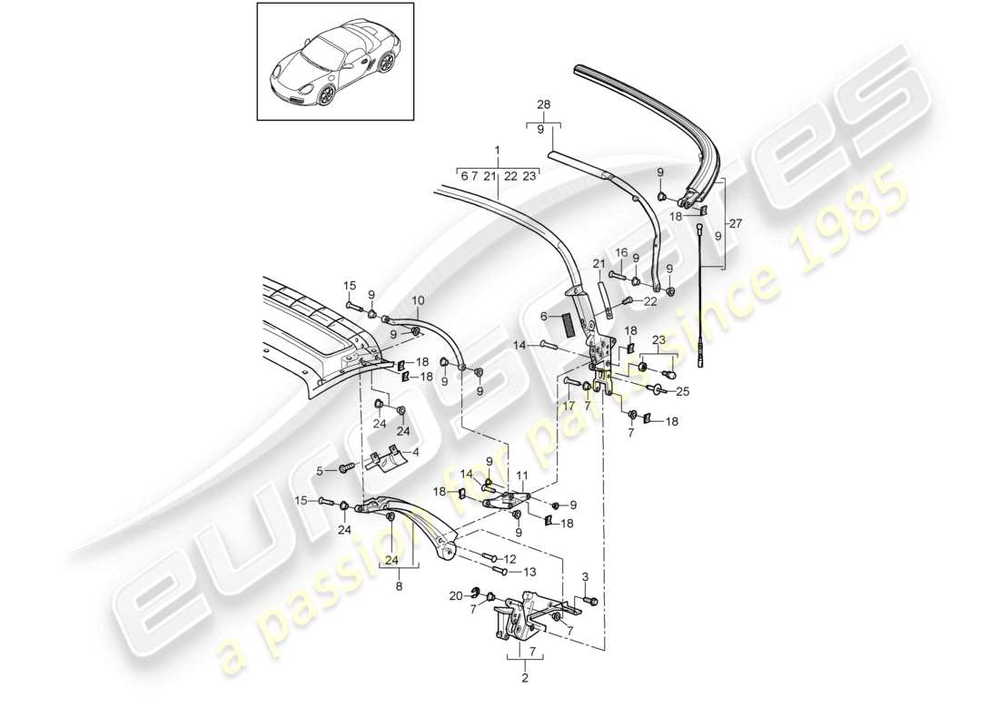 a part diagram from the porsche 2012 (987 boxster) parts catalogue