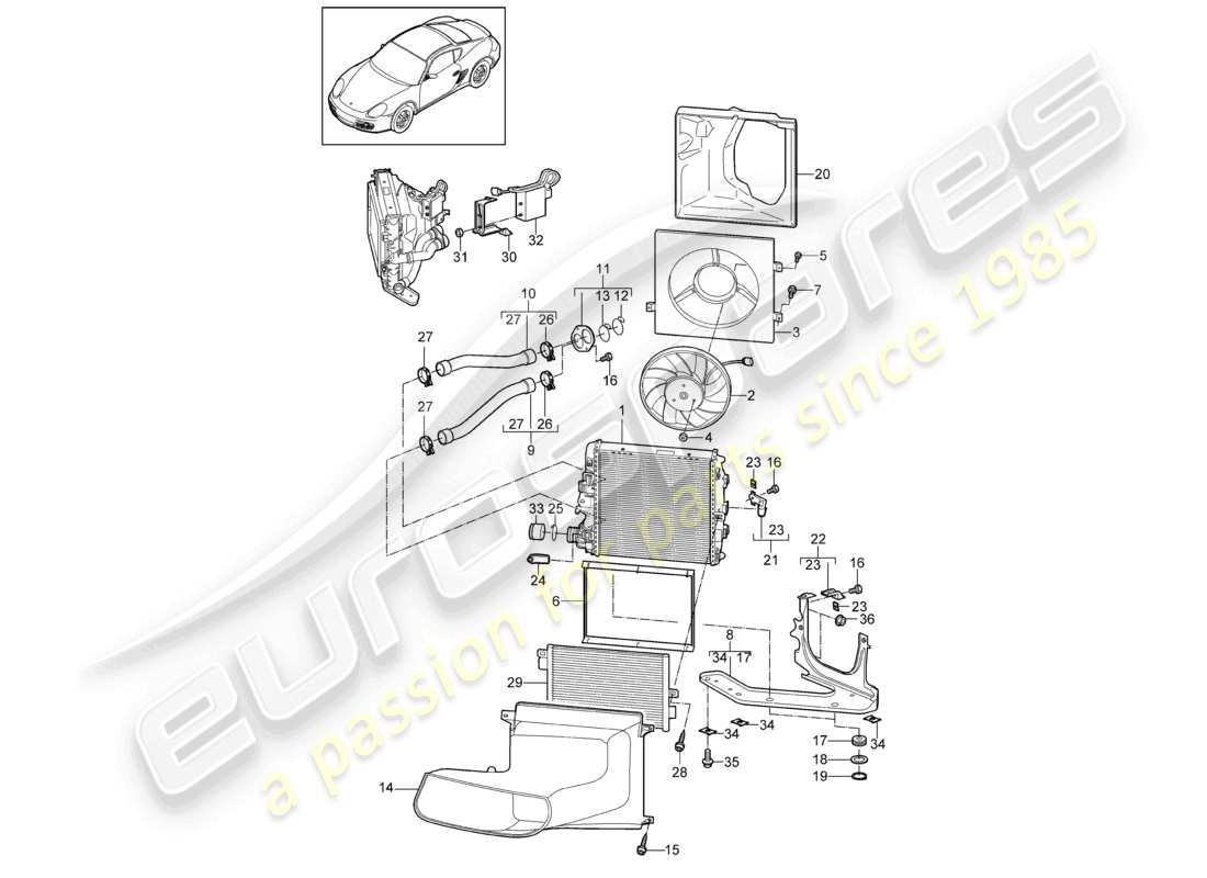 a part diagram from the porsche cayman parts catalogue
