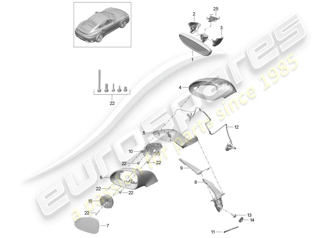 a part diagram from the porsche 2015 (991-1 turbo) parts catalogue