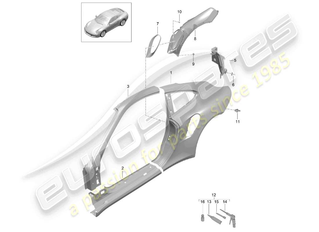 a part diagram from the porsche 991 parts catalogue