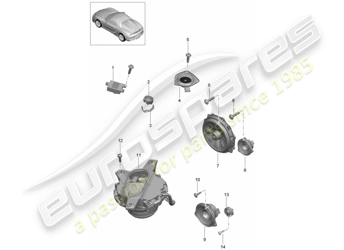 a part diagram from the porsche 2016 (981 boxster spyder) parts catalogue