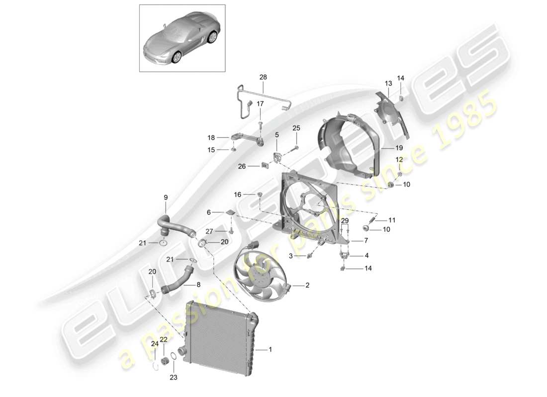 a part diagram from the porsche 2016 (981 boxster spyder) parts catalogue
