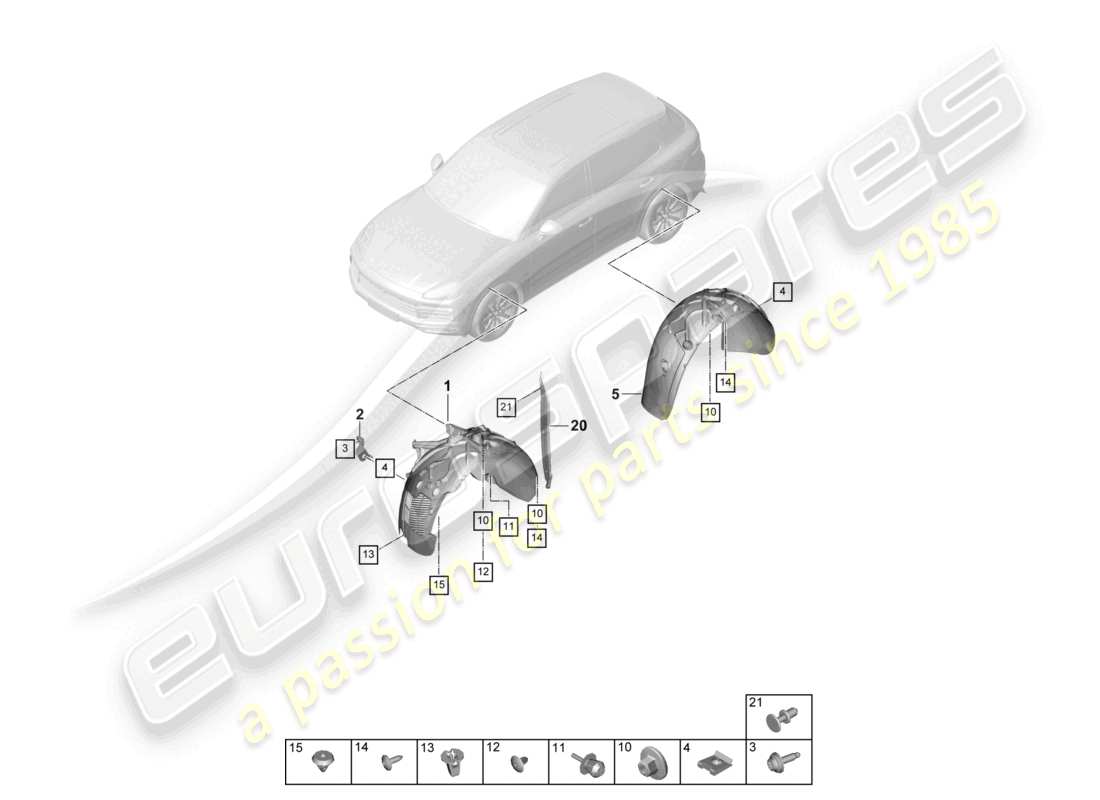 a part diagram from the porsche 2019 (cayenne e3 9ya/9yb) parts catalogue