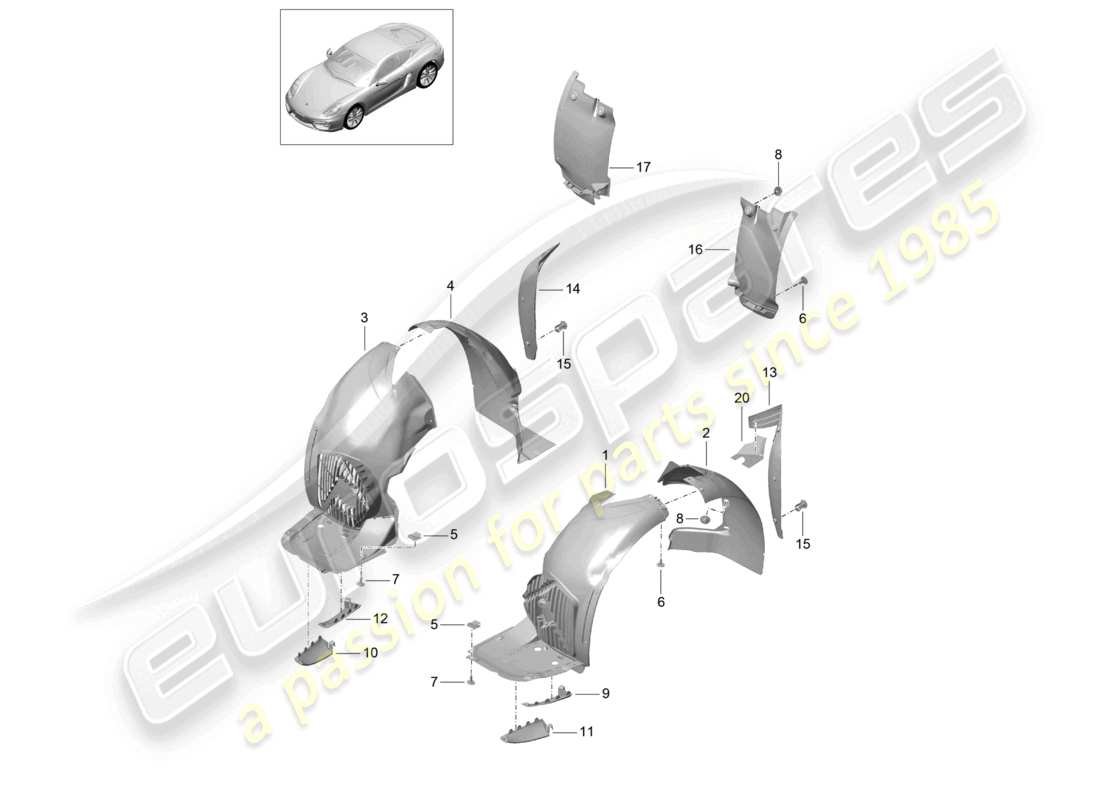 a part diagram from the porsche 2014 (981 cayman) parts catalogue