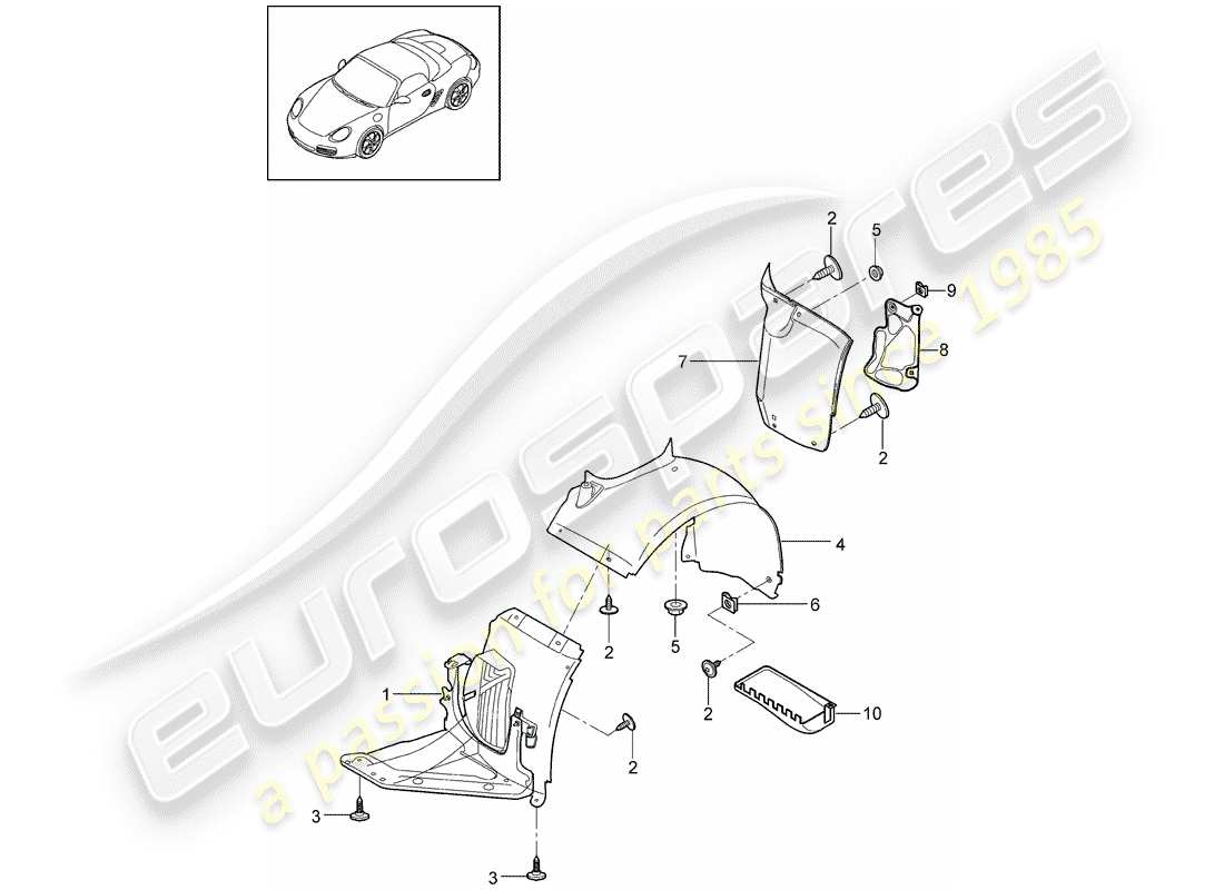 a part diagram from the porsche 2012 (987 boxster) parts catalogue