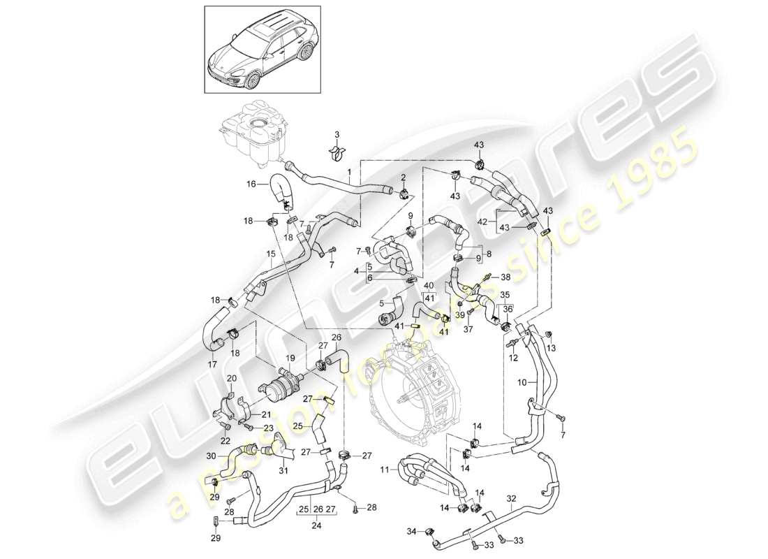 a part diagram from the porsche 2012 (cayenne e2 92a) parts catalogue