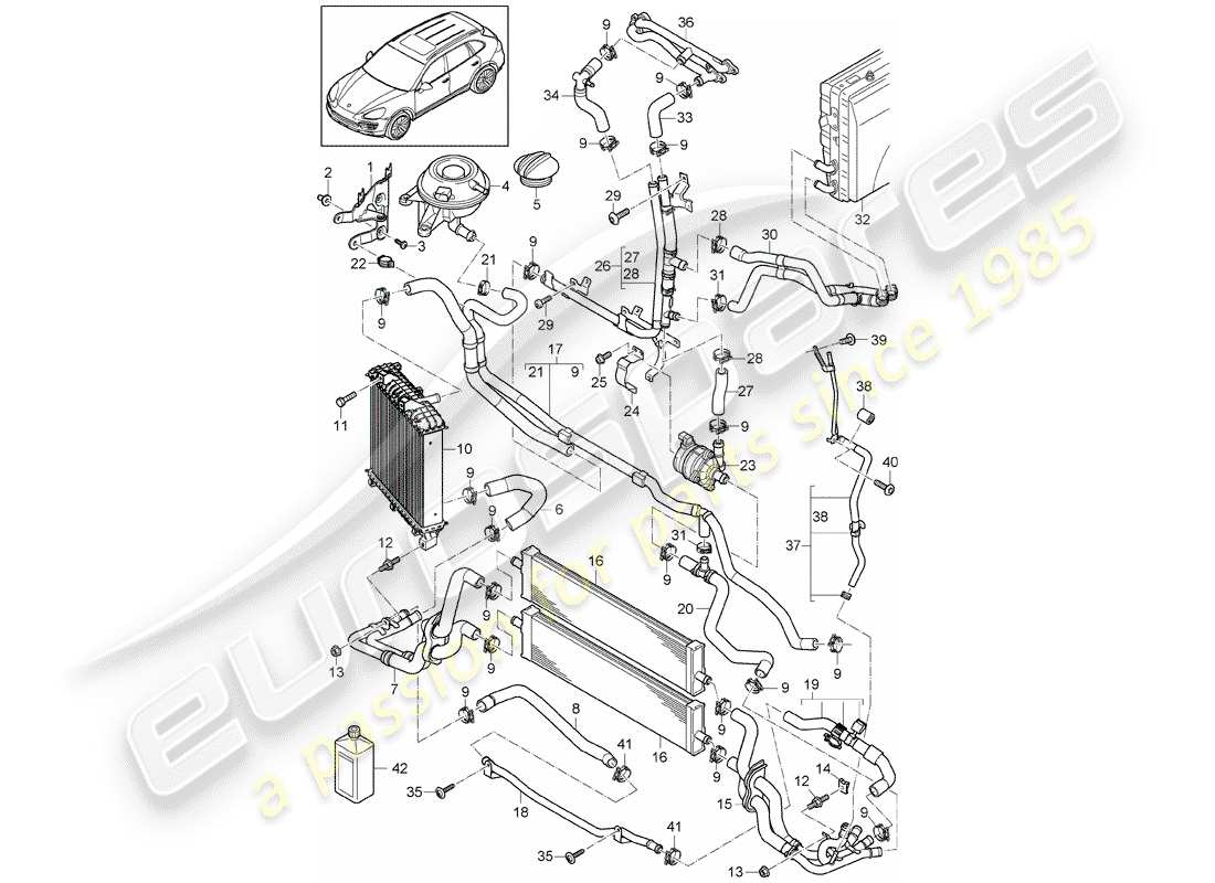 a part diagram from the porsche 2016 (cayenne e2 92a) parts catalogue