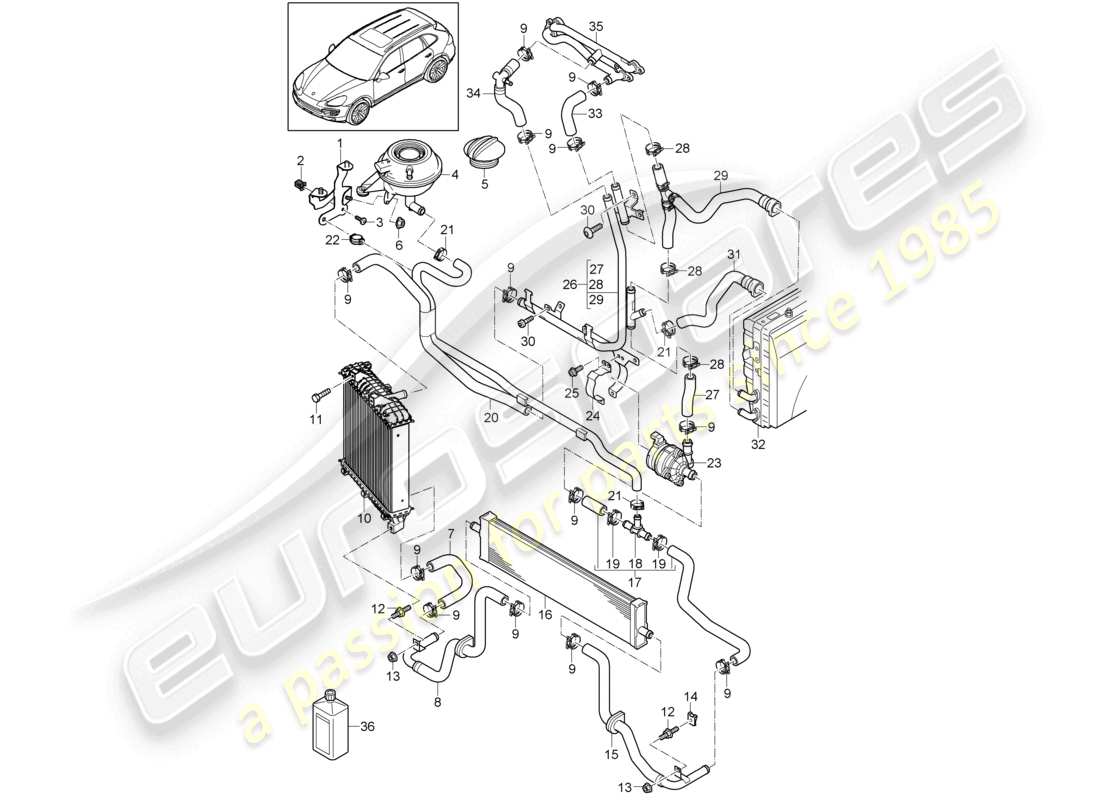 a part diagram from the porsche 2017 (cayenne e2 92a) parts catalogue