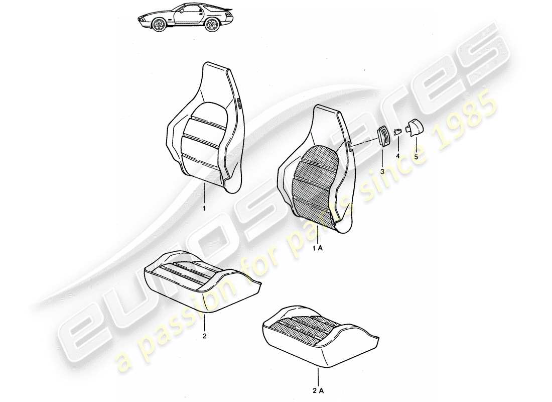 a part diagram from the porsche 1988 (seats for 944/968/911/928) parts catalogue