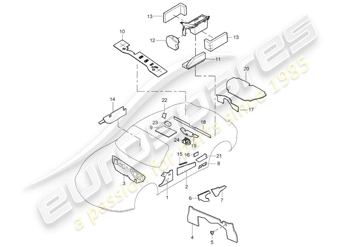 a part diagram from the porsche 2010 (987 cayman) parts catalogue