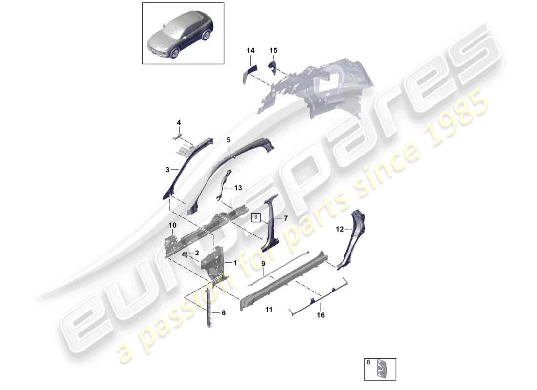 a part diagram from the porsche 2019 (cayenne e3 9ya/9yb) parts catalogue