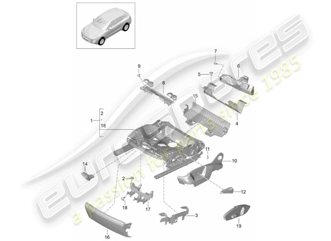 a part diagram from the porsche 2018 (macan) parts catalogue