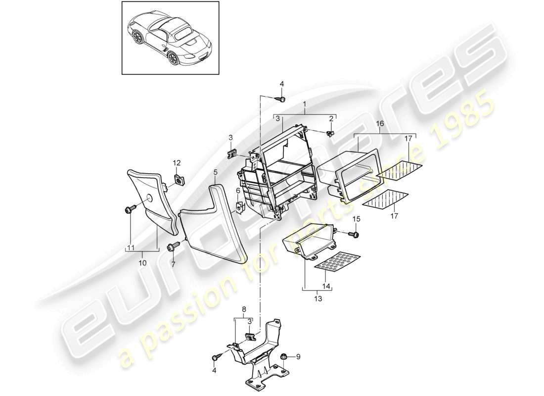 a part diagram from the porsche 2011 (987 boxster) parts catalogue