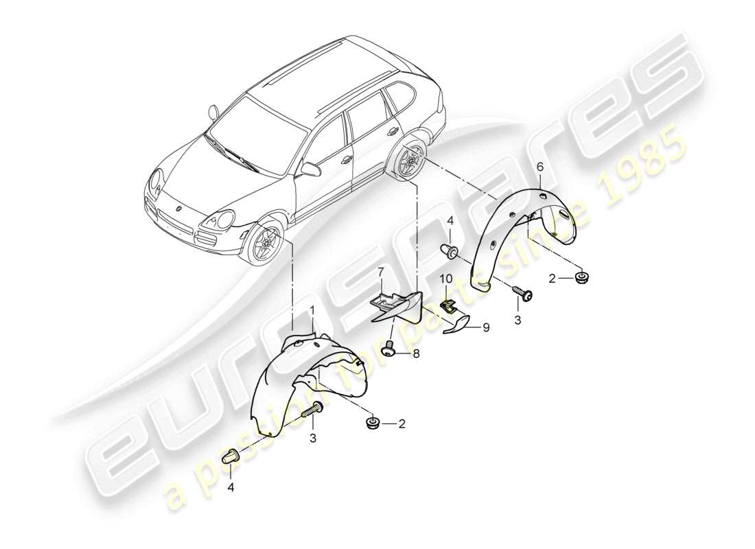 a part diagram from the porsche 2010 (cayenne e1 9pa) parts catalogue