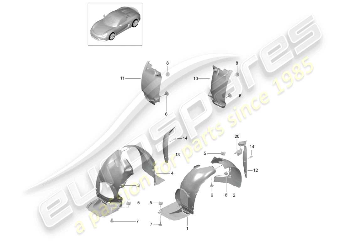 a part diagram from the porsche 2016 (981 boxster spyder) parts catalogue
