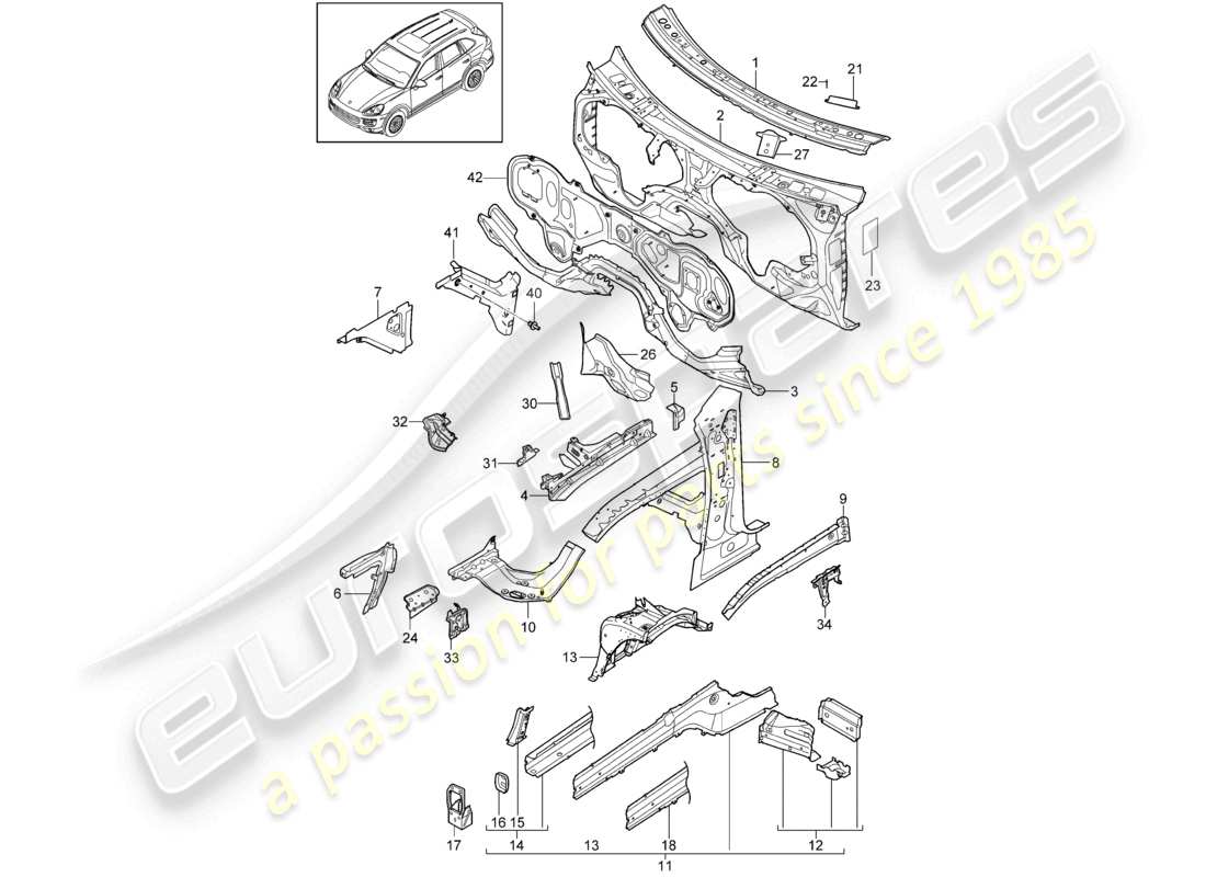 a part diagram from the porsche cayenne parts catalogue