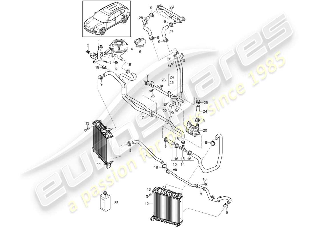 a part diagram from the porsche 2012 (cayenne e2 92a) parts catalogue