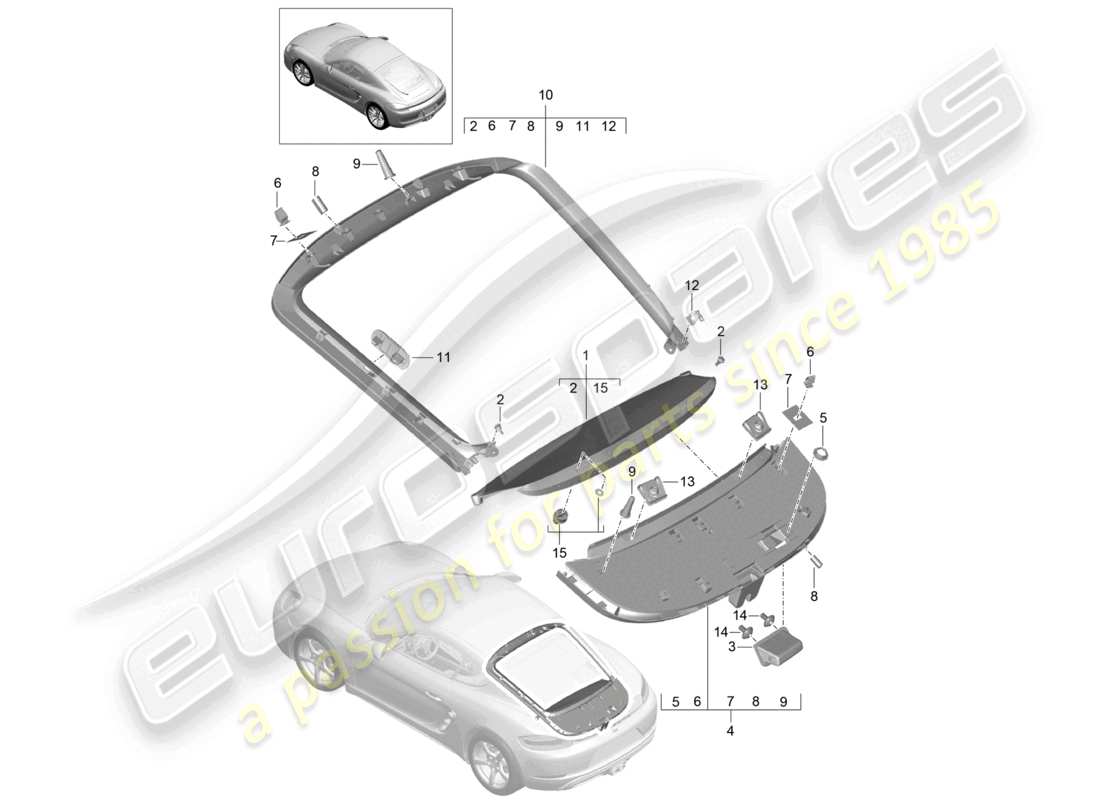 a part diagram from the porsche 2017 (718 cayman) parts catalogue