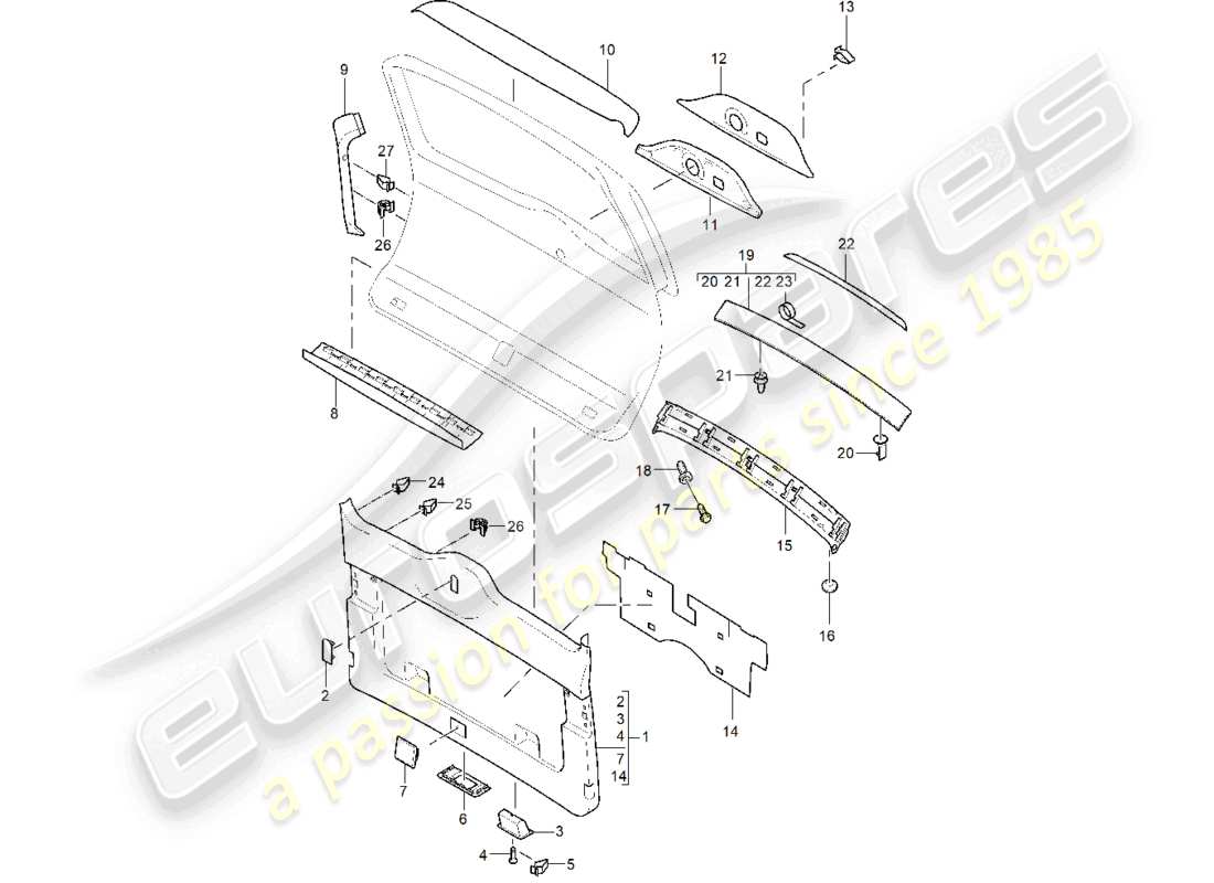 a part diagram from the porsche 2010 (cayenne e1 9pa) parts catalogue