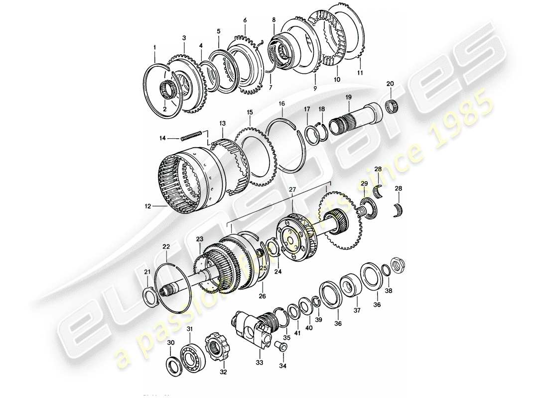 a part diagram from the porsche 1985 (928) parts catalogue