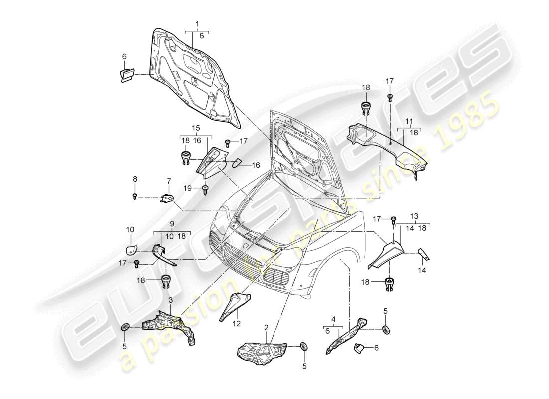 a part diagram from the porsche 2004 (cayenne e1 9pa) parts catalogue