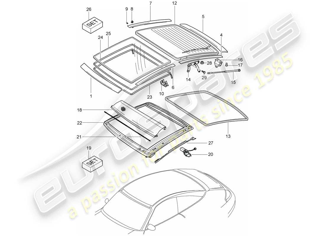 a part diagram from the porsche 1998 (996) parts catalogue