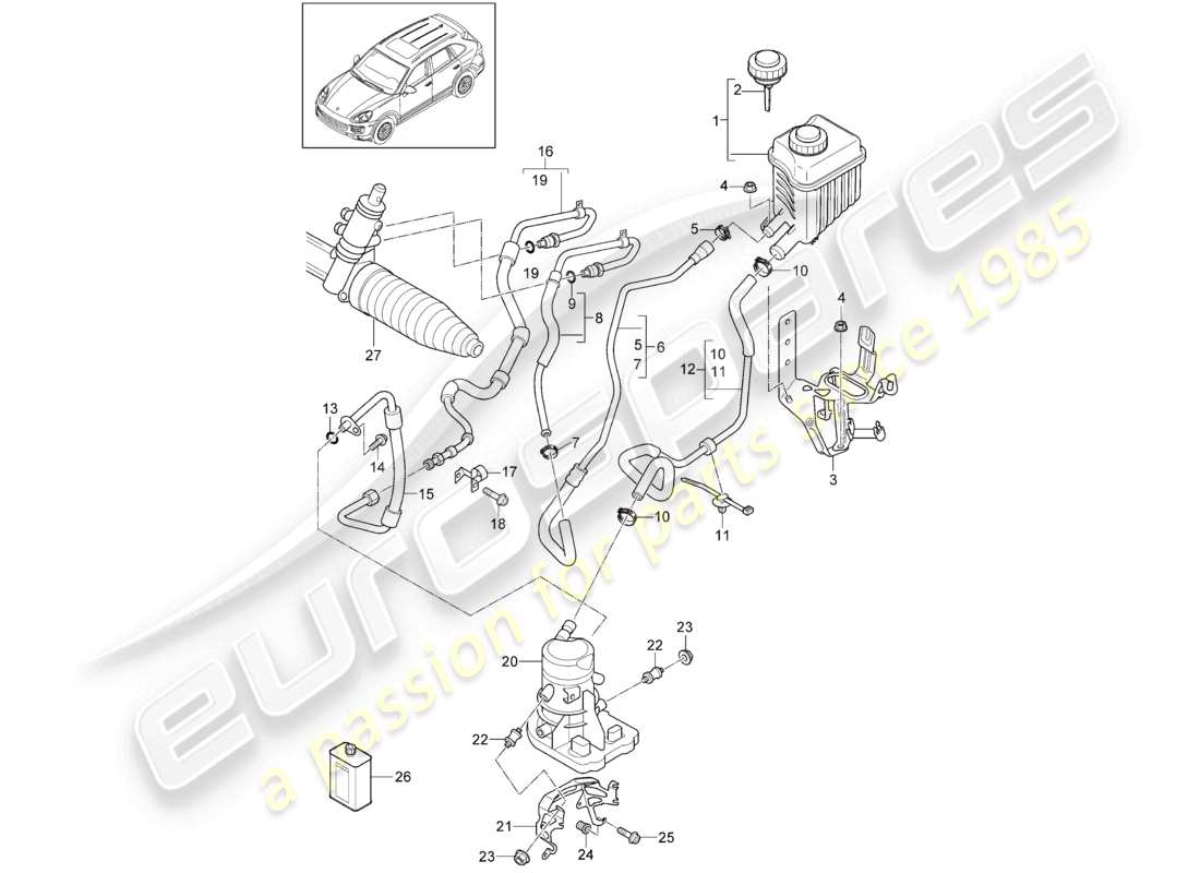 VIEW PARTS DIAGRAMS FROM THE PORSCHE CAYENNE PARTS CATALOGUE a part diagram from the porsche cayenne parts catalogue