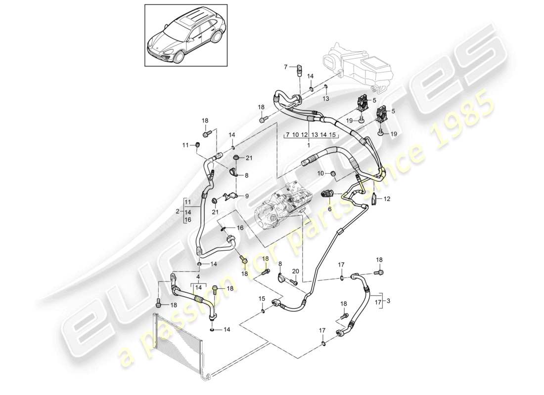 a part diagram from the porsche 2012 (cayenne e2 92a) parts catalogue