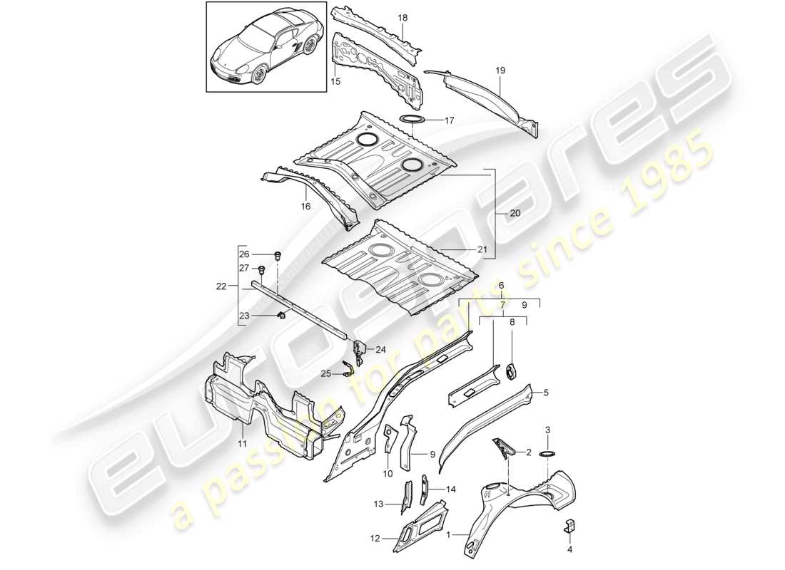 a part diagram from the porsche cayman parts catalogue