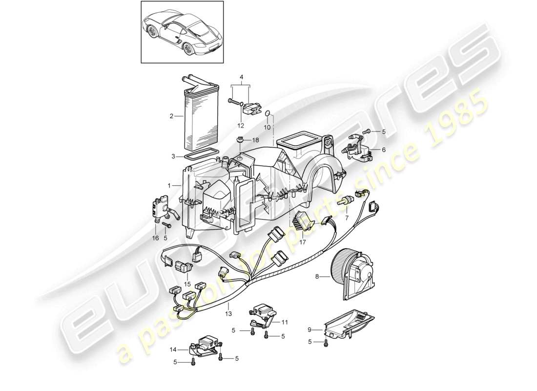 a part diagram from the porsche 2009 (987 cayman) parts catalogue