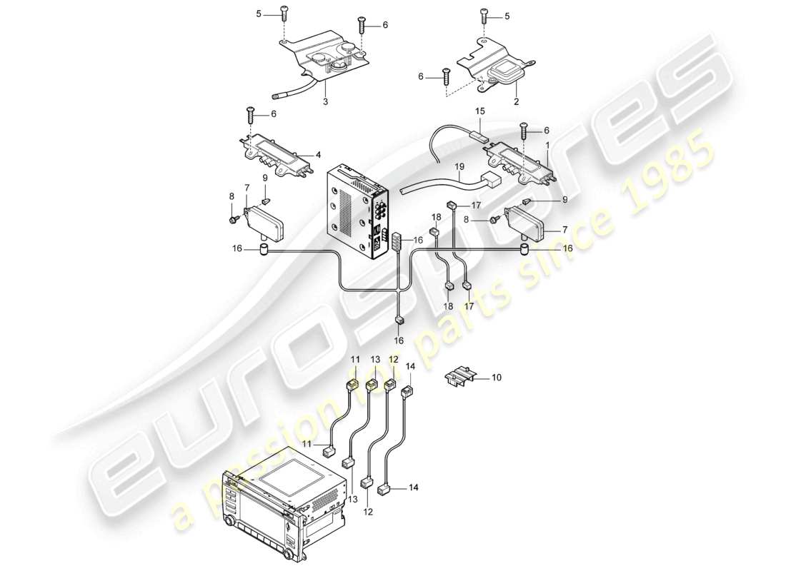 a part diagram from the porsche 2008 (cayenne e1 9pa) parts catalogue