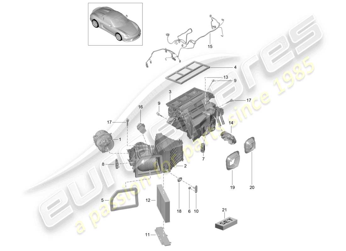 a part diagram from the porsche 2016 (981 boxster spyder) parts catalogue