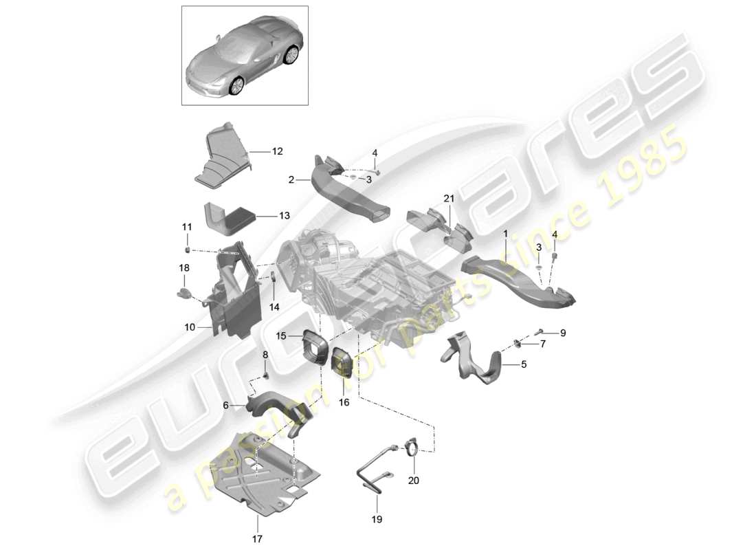 a part diagram from the porsche 2016 (981 boxster spyder) parts catalogue
