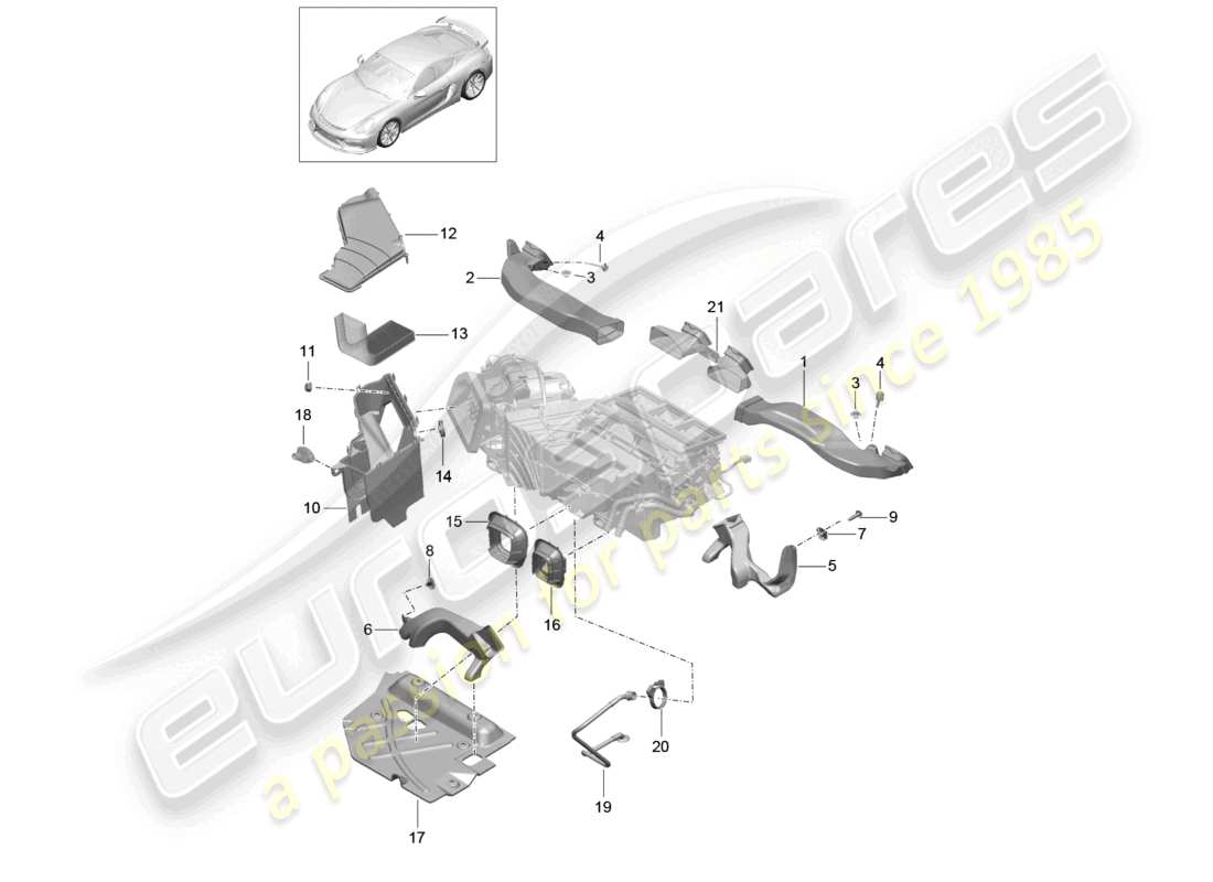 a part diagram from the porsche 2016 (981 cayman gt4) parts catalogue