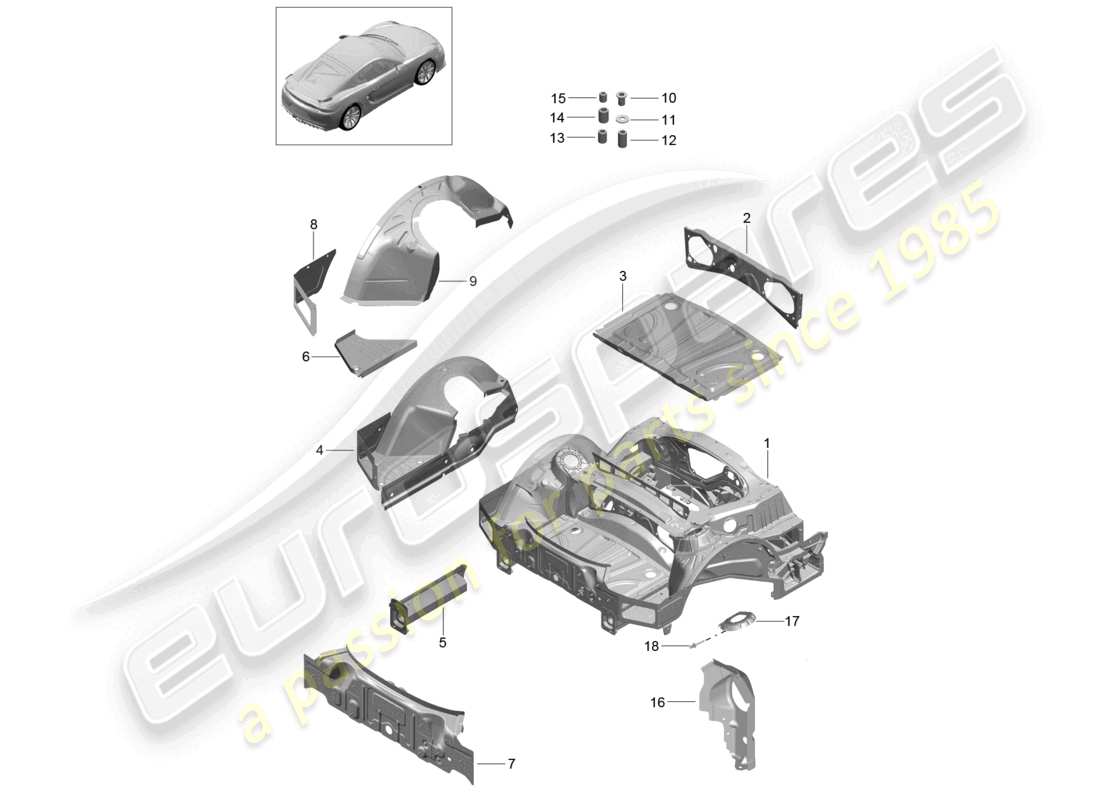 a part diagram from the porsche 2016 (981 cayman gt4) parts catalogue