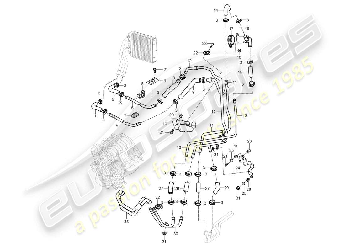 a part diagram from the porsche 2005 (cayenne e1 9pa) parts catalogue