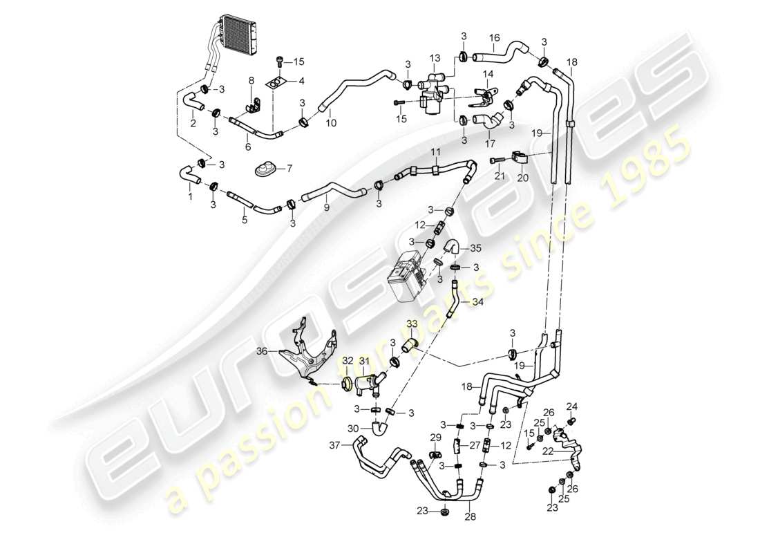 a part diagram from the porsche 2004 (cayenne e1 9pa) parts catalogue