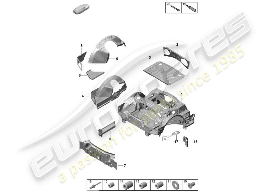 a part diagram from the porsche 2020 (718 boxster spyder) parts catalogue
