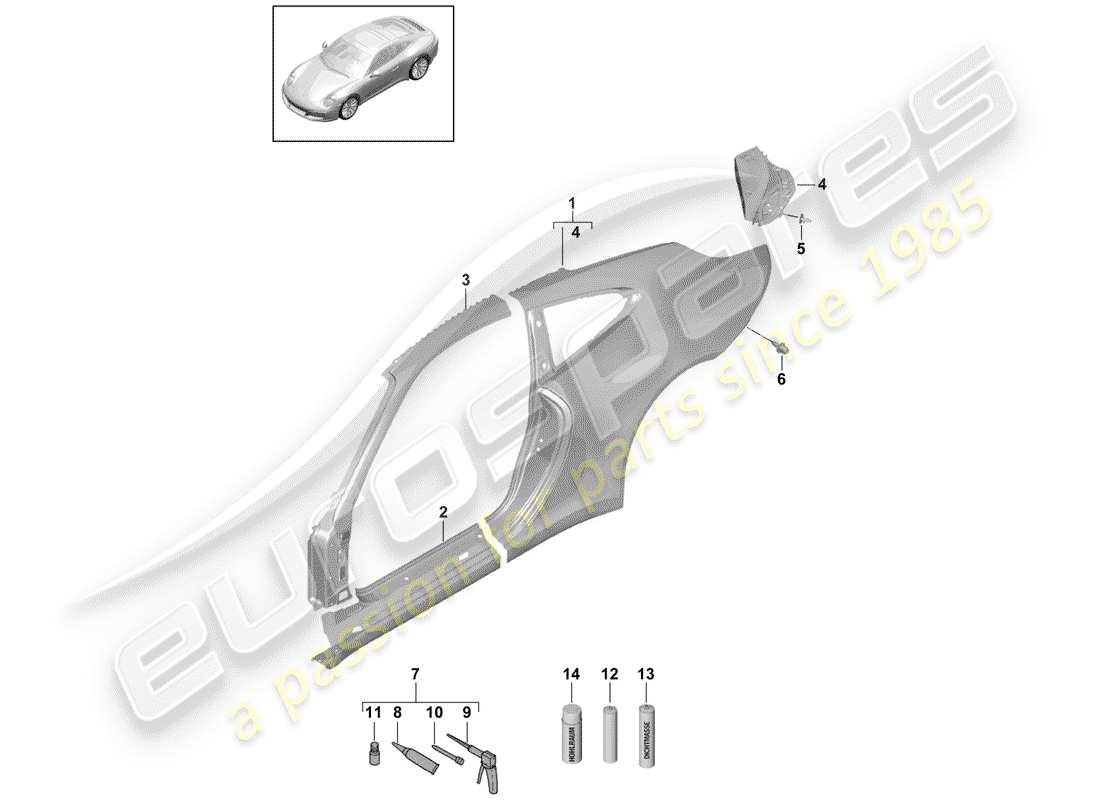 a part diagram from the porsche 2020 (991-2) parts catalogue